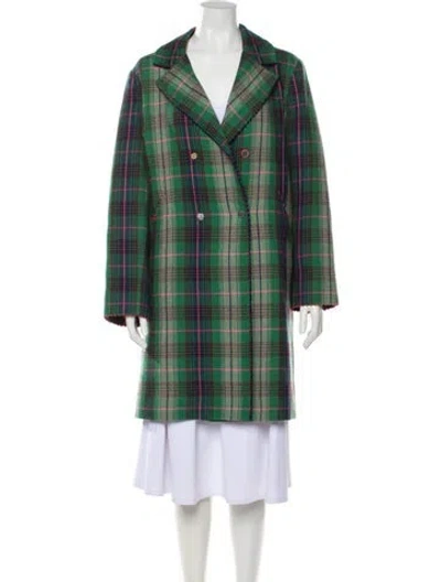 Pre-owned Péro Plaid Print Evening Jacket In Green