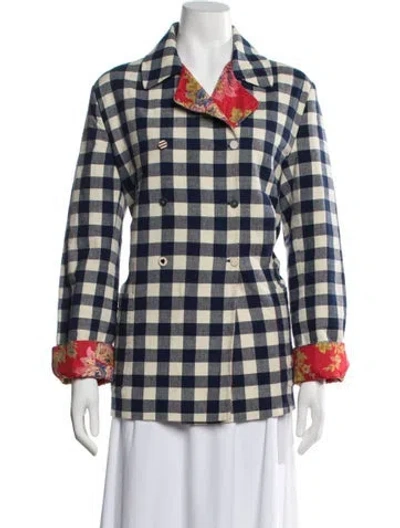 Pre-owned Péro Plaid Print Jacket In Blue