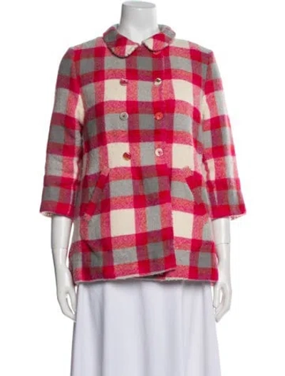 Pre-owned Péro Plaid Print Jacket In Red