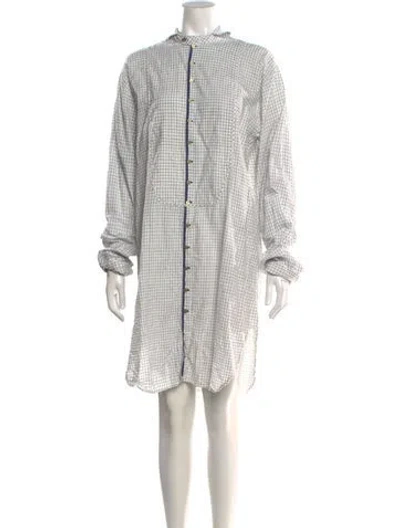 Pre-owned Péro Plaid Print Knee-length Dress In White