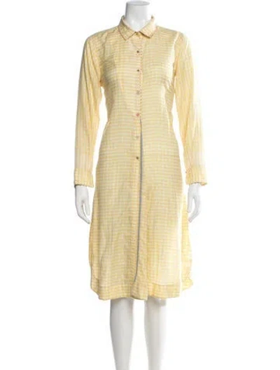 Pre-owned Péro Plaid Print Midi Length Dress In Yellow