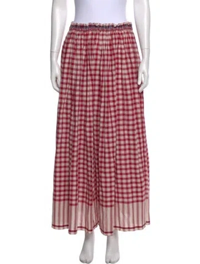 Pre-owned Péro Plaid Print Midi Length Skirt W/ Tags In Pink