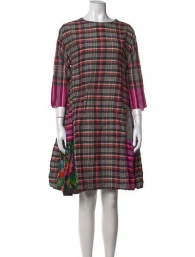 Pre-owned Péro Plaid Print Mini Dress In Red