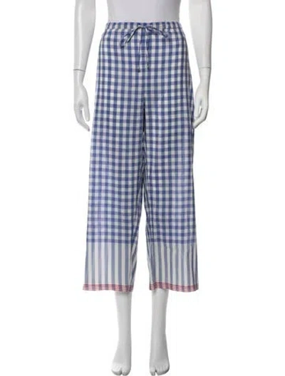 Pre-owned Péro Plaid Print Wide Leg Pants In Blue