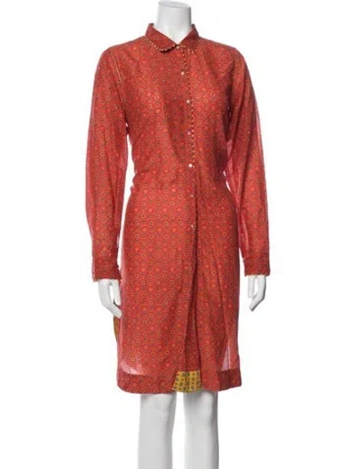 Pre-owned Péro Printed Knee-length Dress In Orange