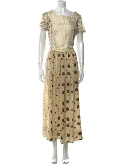 Pre-owned Péro Printed Long Dress In Neutral