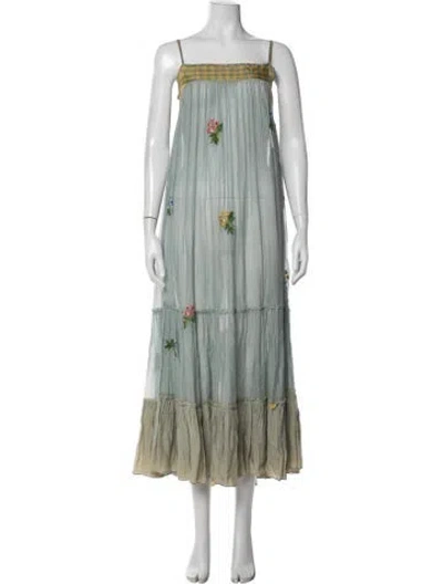 Pre-owned Péro Printed Midi Length Dress In Blue