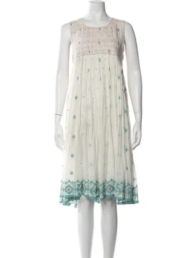 Pre-owned Péro Printed Midi Length Dress In White
