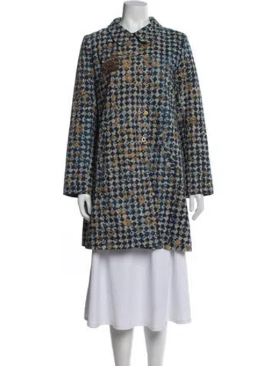 Pre-owned Péro Printed Peacoat In Blue