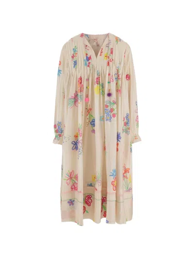 Péro Ruffled Floral-pattern Midi Dress In Neutral