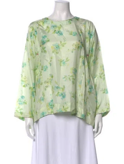 Pre-owned Péro Silk Floral Print Blouse In Green