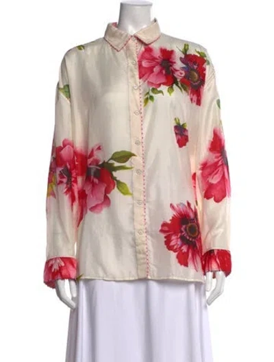 Pre-owned Péro Silk Floral Print Blouse In Multicolor