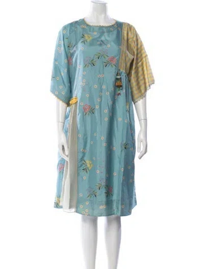 Pre-owned Péro Silk Knee-length Dress In Blue/green