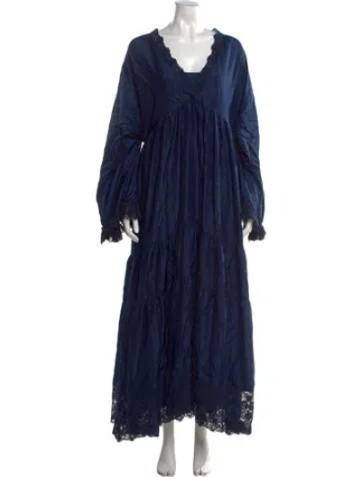 Pre-owned Péro Silk Long Dress In Blue