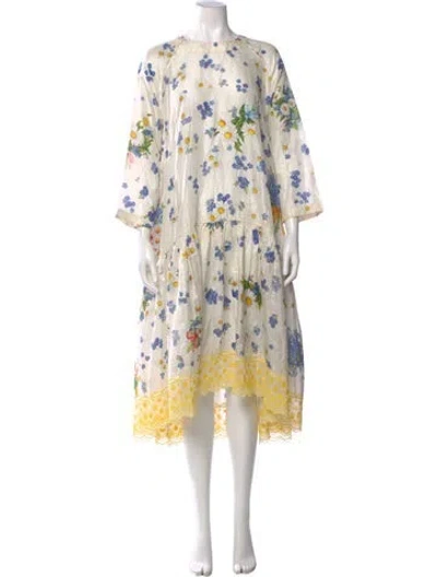 Pre-owned Péro Silk Long Dress In Neutral