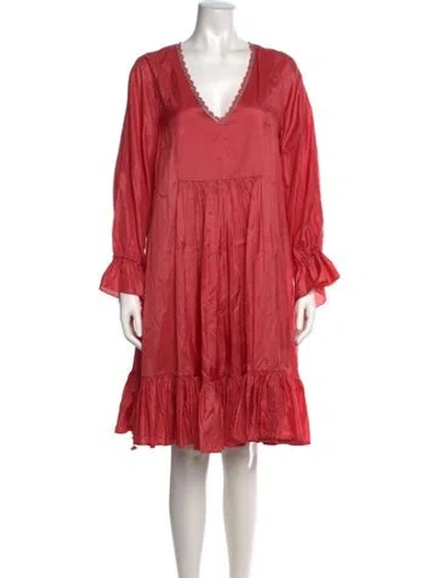 Pre-owned Péro Silk Midi Length Dress In Red