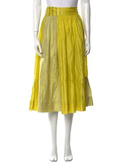 Pre-owned Péro Silk Midi Length Skirt In Yellow