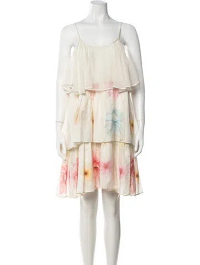 Pre-owned Péro Silk Mini Dress In Neutrals