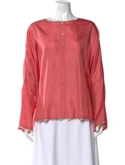 Pre-owned Péro Silk Printed Blouse In Pink