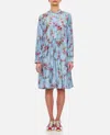 Péro Floral-print Long-sleeved Dress In Sky Blue