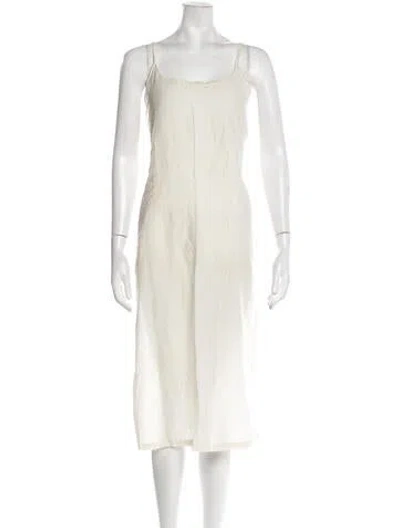 Pre-owned Péro Square Neckline Midi Length Dress In Neutral