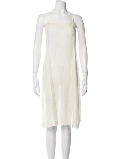 Pre-owned Péro Square Neckline Midi Length Dress In White