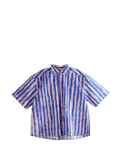 Péro Striped Buttoned Shirt In Blue