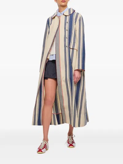 Péro Striped Double-breasted Coat
