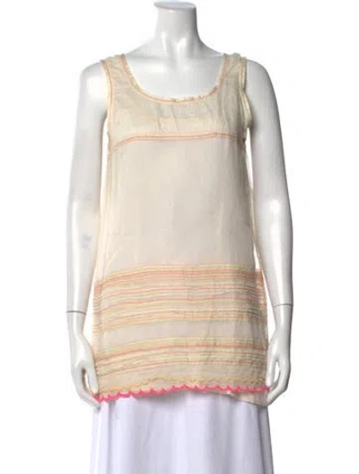 Pre-owned Péro Striped Scoop Neck Top W/ Tags In Neutral