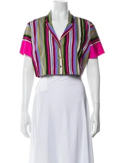 Pre-owned Péro Striped Short Sleeve Crop Top In Multi