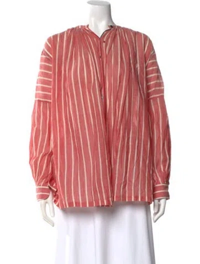 Pre-owned Péro Striped V-neck Blouse In Pink