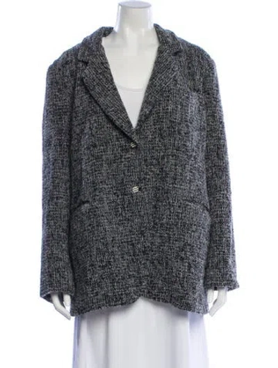 Pre-owned Péro Tweed Pattern Blazer In Gray