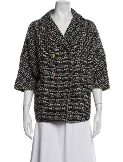 Pre-owned Péro Tweed Pattern Jacket In Black