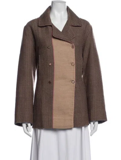 Pre-owned Péro Tweed Pattern Jacket In Brown