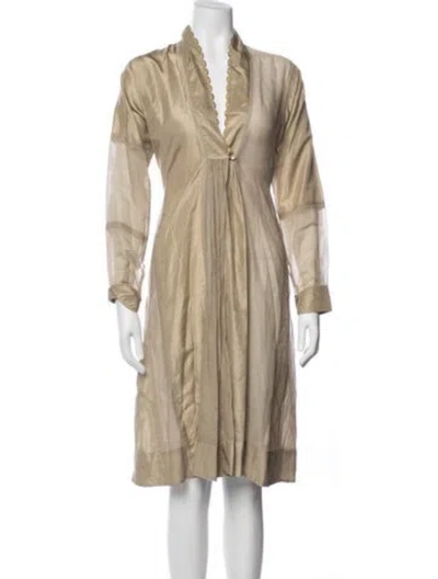Pre-owned Péro V-neck Knee-length Dress In Neutral