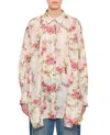 Péro White Wide Floral Print Shirt In Multicolor