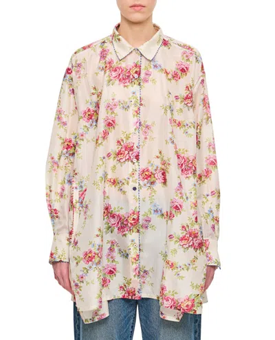 PÉRO PERO WIDE FLORAL PRINT SHIRT WITH BUTTON FASTENING