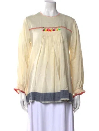 Pre-owned Péro Wool Graphic Print Sweater In White