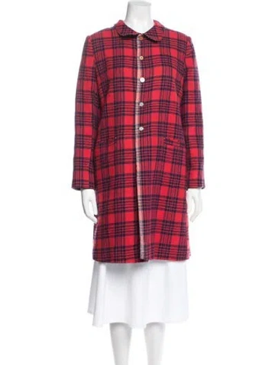 Pre-owned Péro Wool Plaid Print Coat In Multi