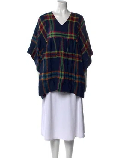 Pre-owned Péro Wool Plaid Print Tunic In Blue