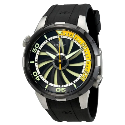 Perrelet Turbine Automatic Black And Yellow Dial Men's Watch A1067-2 In Black / Yellow
