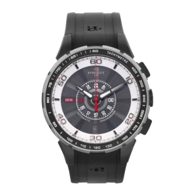 Pre-owned Perrelet Turbine Chrono Black Dlc Stainless Steel Automatic Men's Watch A1075/1