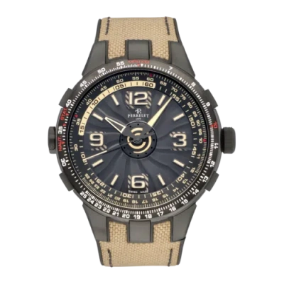 Pre-owned Perrelet Turbine Pilot Grand Raid Limited Edition Stainless Steel Automatic Men'