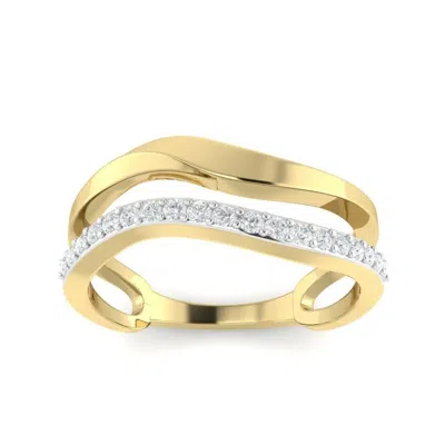 Pre-owned Perrian 18k Yellow Gold 0.14 Ct Natural Diamonds Ring Egl Certified For Wedding In H