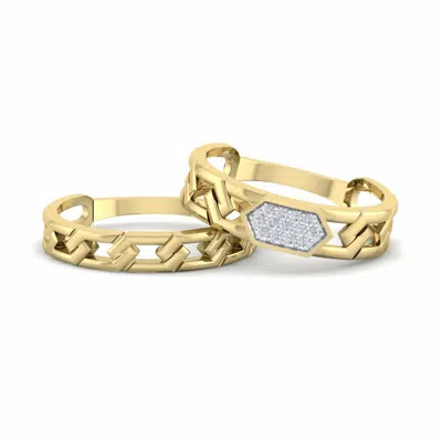Pre-owned Perrian Egl Certified 0.08 Ct Natural Diamonds Ring 18k Yellow Gold As A Gift In H