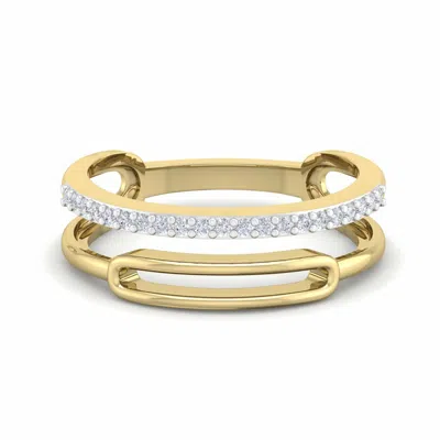 Pre-owned Perrian Egl Certified 0.13 Ct Natural Diamonds Ring 18k Yellow Gold For Wedding In H
