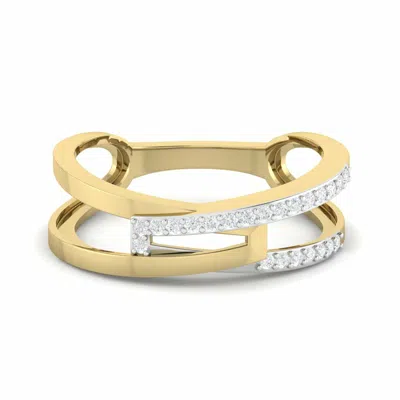 Pre-owned Perrian Egl Certified 0.14 Ct Natural Diamonds Ring 18k Yellow Gold For Wedding In H