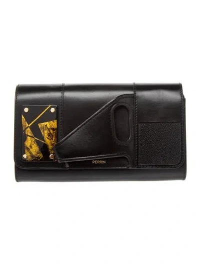 Pre-owned Perrin Leather Clutch In Black