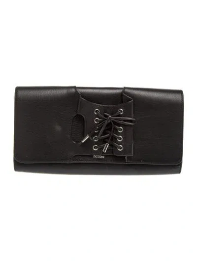 Pre-owned Perrin Leather Clutch In Black