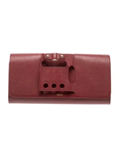 Pre-owned Perrin Leather Clutch In Burgundy